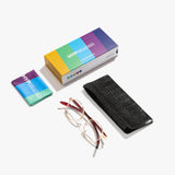 Hypreader Taurus Rosegoldene Brille mit Etui, Brillenputztuch und Verpackung