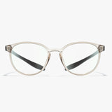 Hypreader Blaulichtfilterbrille Lupus in Champagner mit panto Glasform, Vorderansicht der transparenten Brille mit schwarzen Bügeln.