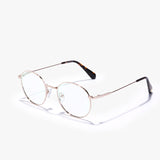 Seitliche Ansicht der Hypreader Blaulichtfilterbrille Phoenix in edlem Roségold mit runden Gläsern und filigranem Metallrahmen – stilvolle Lesebrille mit Blaulichtfilte