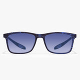 Hypreader Sonnenbrille Leo in Blau, frontal fotografiert, rechteckige Gläser mit elegantem Farbverlauf und gestreiftem Muster – ideal für Alltag und Freizeit.