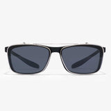 Leo Brillenmodell mit dunklem Clip in frontaler Perspektive – elegante Kombination aus Blaulichtfilterbrille und Sonnenclip