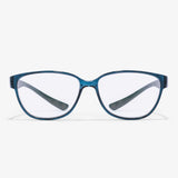 Hypreader Blaulichtfilterbrille Pyxis in Blau – Frontansicht des rechteckigen, modernen Gestells mit Blaulichtfiltergläsern, ideal für Bildschirmarbeit.