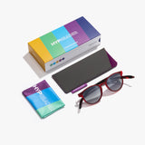Hypreader Aries Sonnenbrille in Rot inklusive farbiger Box, Etui und Mikrofasertuch – Set für sicheren Brillenschutz