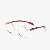Hypreader Taurus Rosegold – runde Lesebrille  in Roségold mit roten Bügeln, seitliche Ansicht