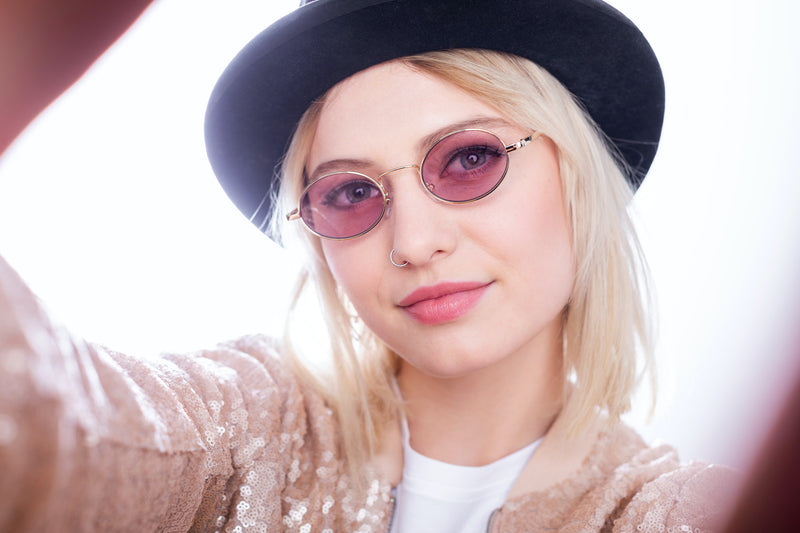 Gemini - retro Sonnenbrille - violette Gläser | Roségold-Violett