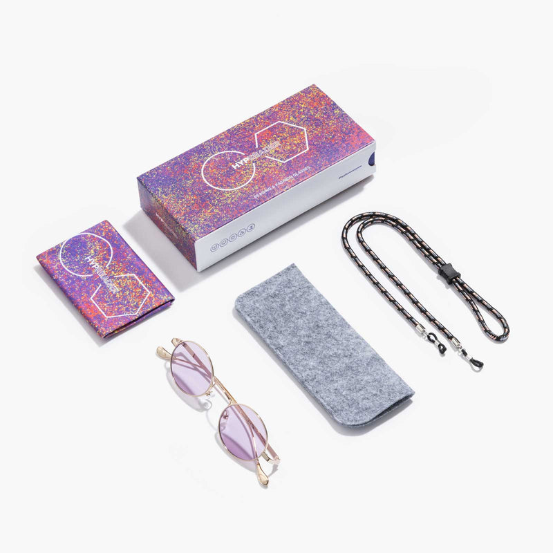 Gemini - retro Sonnenbrille - violette Gläser | Roségold-Violett