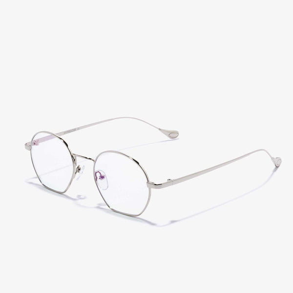 Libra - Blaufilterbrille - rund | Silber-Farblos