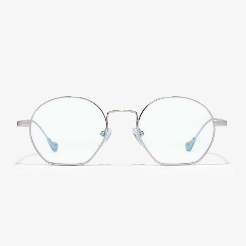 Libra - Blaufilterbrille - rund | Silber-Farblos