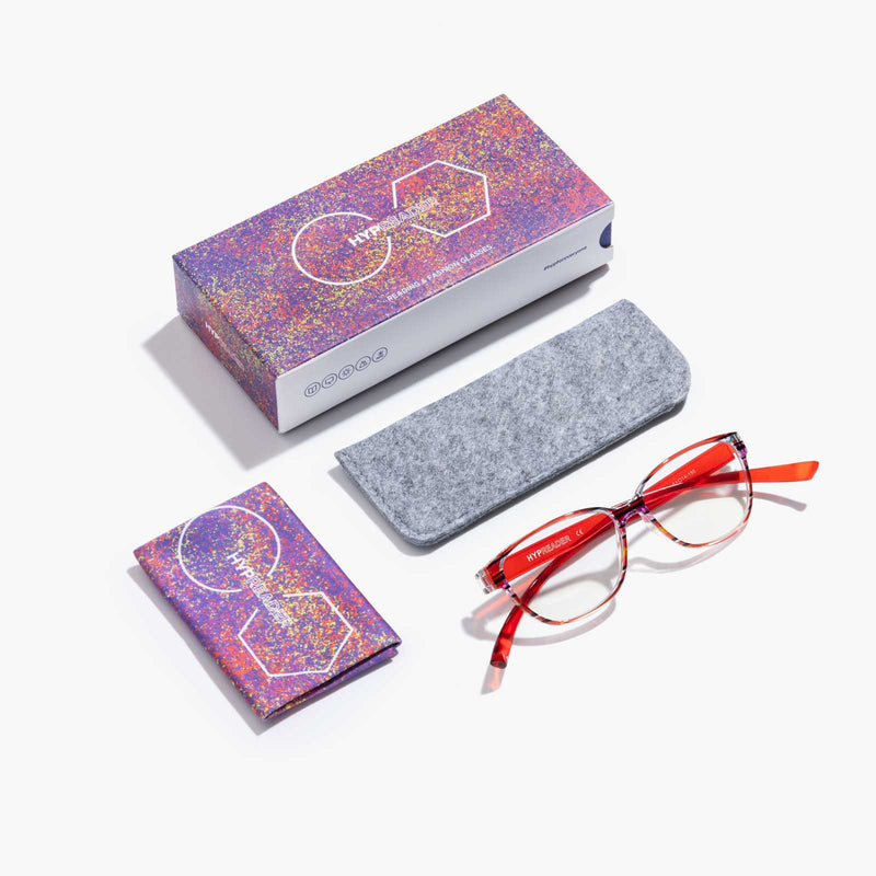 Pyxis - trendige bunte Brille mit Blaulichtfilter | Rot-Blau