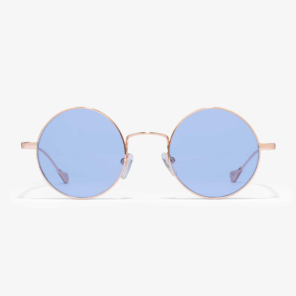 Vela - runde Sonnenbrille blaue Gläser | Roségold-Blau