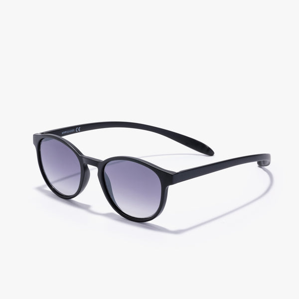 Hypreader Aries Sonnenbrille in Schwarz – modernes, rundes Design aus biobasiertem Material mit Verlaufsgläsern