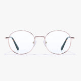 Frontansicht der Hypreader Phoenix Blaulichtfilterbrille in Roségold – runde Gläser, klarer Stil, angenehmer Sitz.