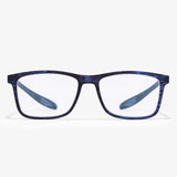 Vorderansicht der rechteckigen Leo Brille in Blau, ideal als Lesebrille oder Blaulichtfilterbrille für Damen und Herren