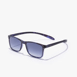 Seitliche Perspektive der Hypreader Leo Sonnenbrille in Blau mit strukturiertem Rahmen und weichem Farbverlauf – modernes, sportlich-elegantes Design für Damen und Herren.