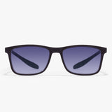 Hypreader Sonnenbrille Leo in Schwarz – Frontansicht mit rechteckiger Form, mattschwarzem Rahmen und grau verlaufgetönten Gläsern mit UV-Schutz