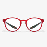 Hypreader Lesebrille Aries in Rot mit Havanna-Bügeln – elegante Frontansicht der runden Brille mit weichen Kanten, ideal für stilbewusste Leser:innen ab 40.