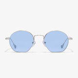 Runde Hypreader Sonnenbrille Libra Silber-Blau – Frontansicht auf weißem Hintergrund
